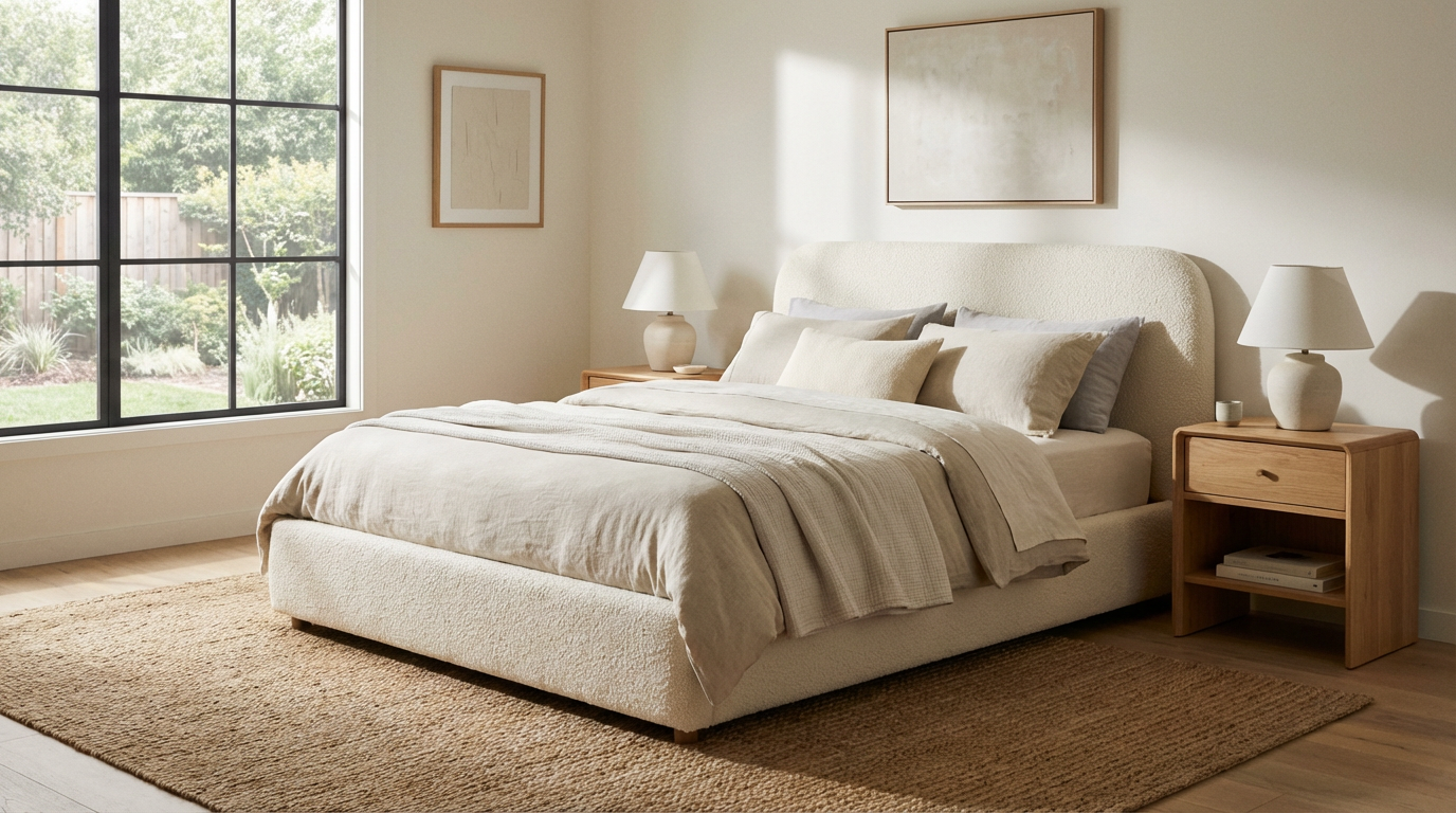 Maeve Boucle Bed Frame Ivory view 3
