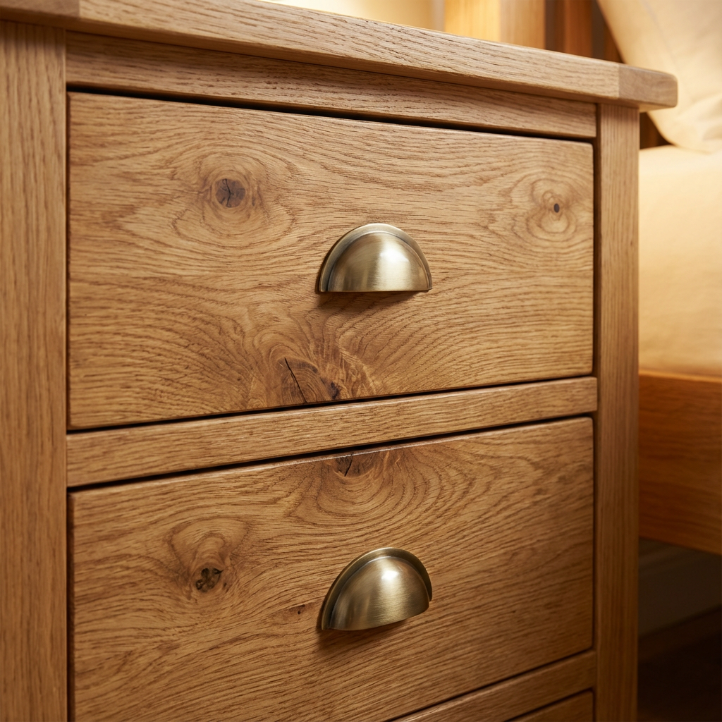 Morgan Oak Bedside Table - 2 Drawer view 2