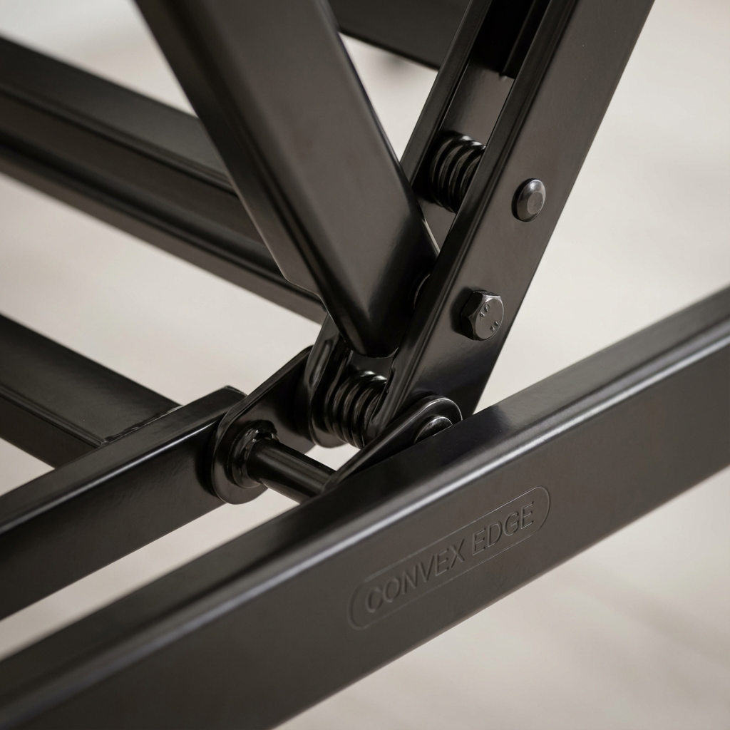 Fold Up Bed - Black Convex Edge Single view 2