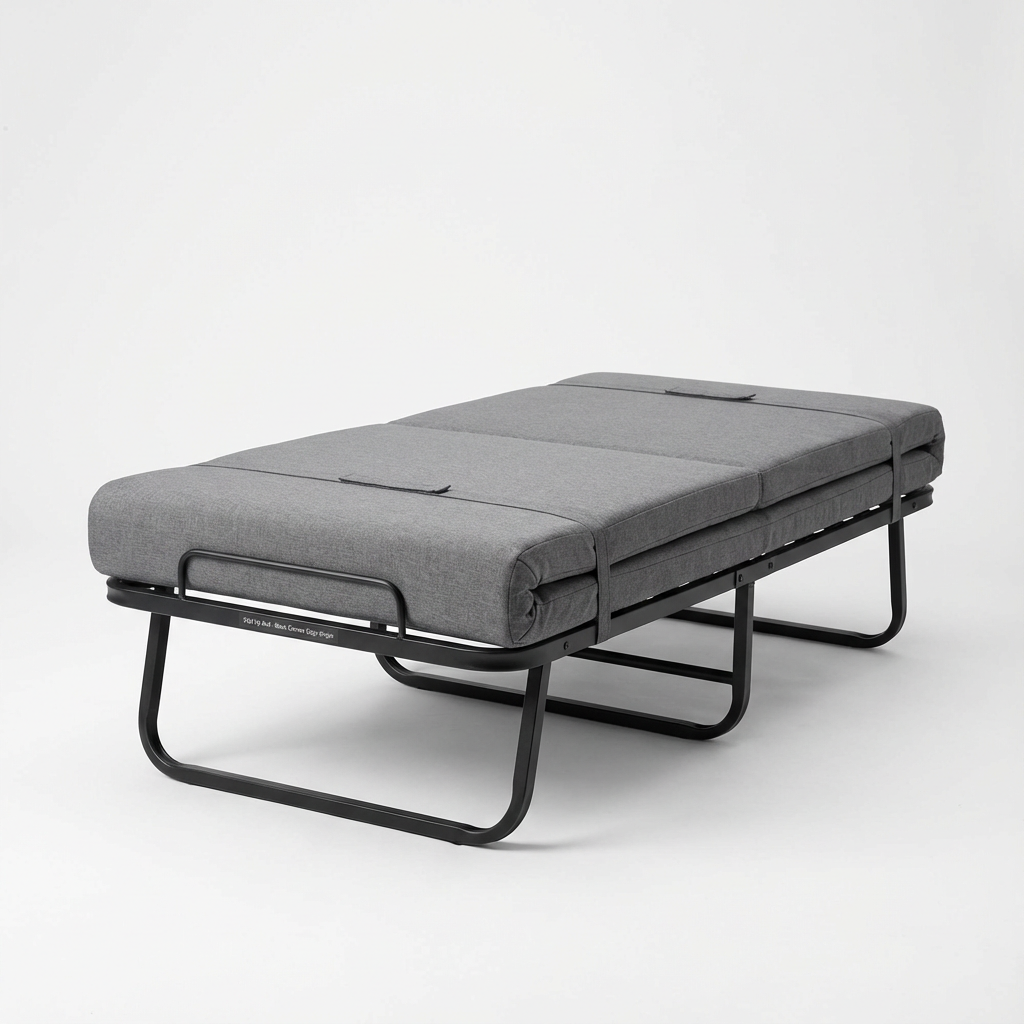 Fold Up Bed - Black Convex Edge Single