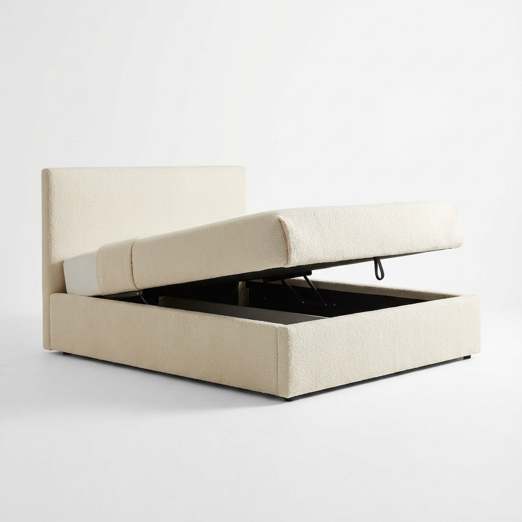 Capri Gas Lift Bed Boucle Ivory