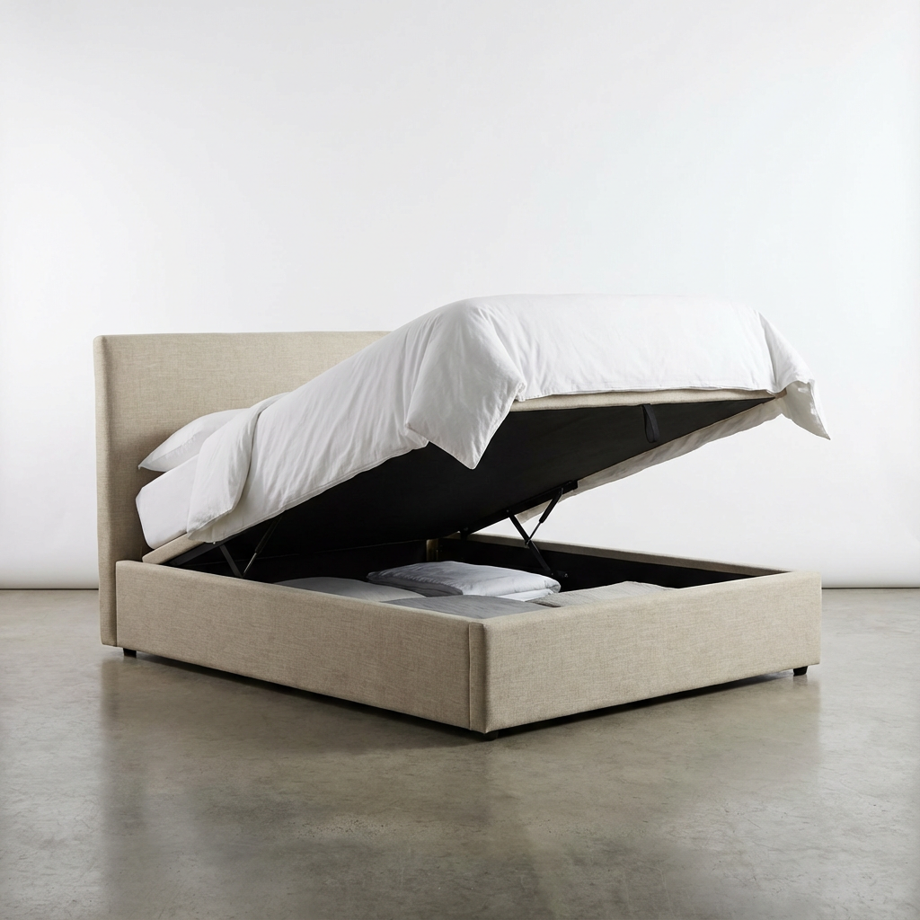 Capri Gas Lift Bed Muse Flax