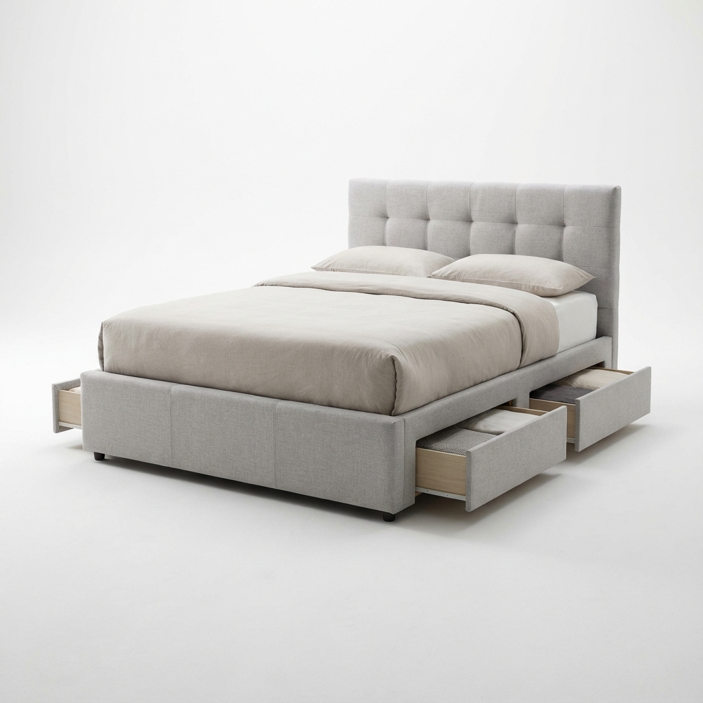 Mode Storage Bed Base Light Grey
