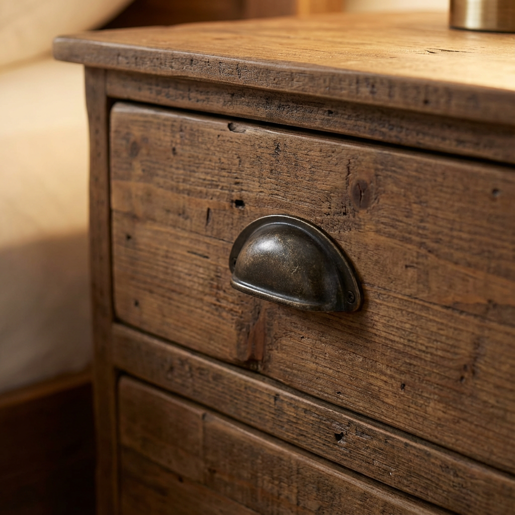 Hobart Bedside Table Rustic Brown - 2 Drawer view 2