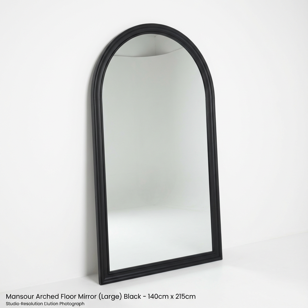 Mansour Arched Floor Mirror (Large) Black - 140cm x 215cm