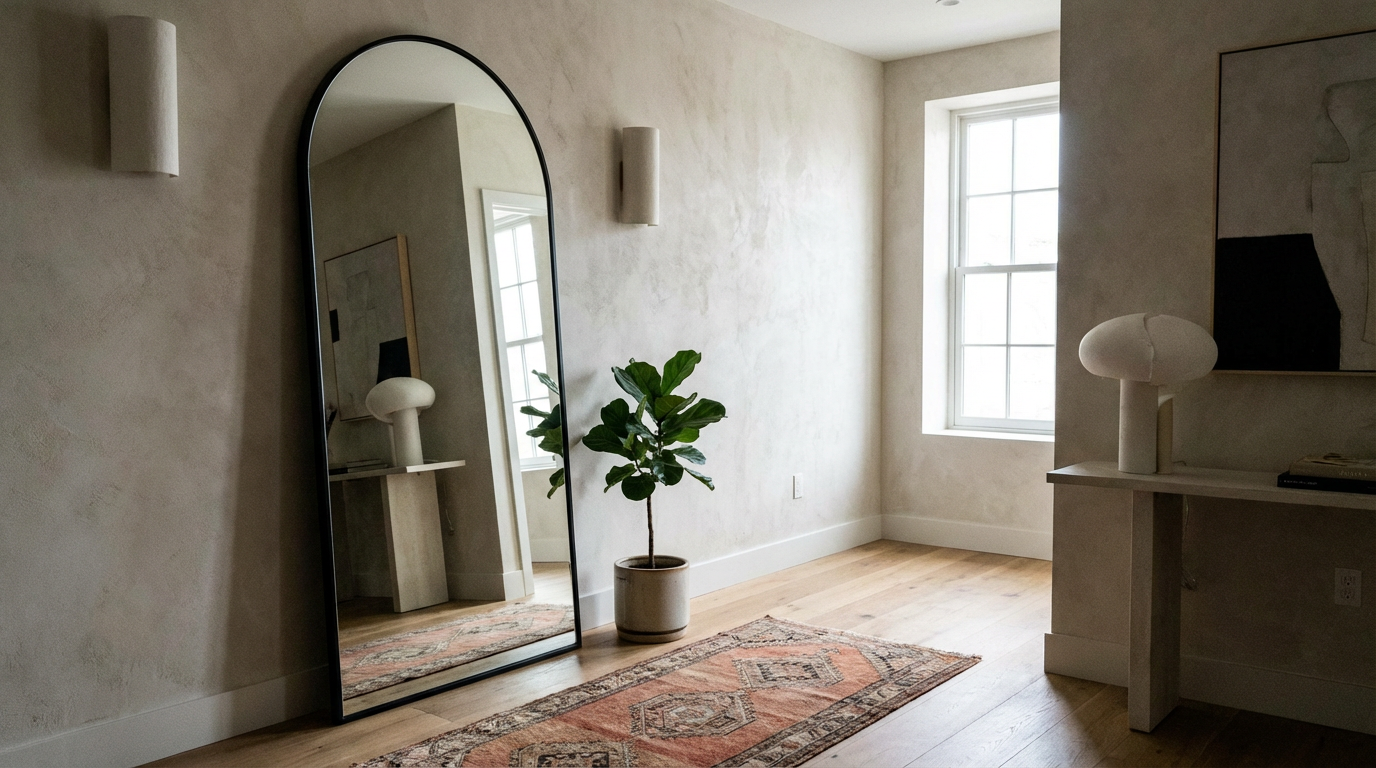 Mansour Arched Floor Mirror Black - 80cm x 180cm view 3