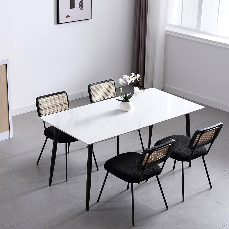 Azul Dining Armless Chair Black and Rattan