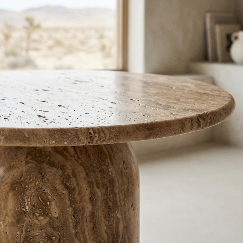 Mars Travertine Side Table view 2
