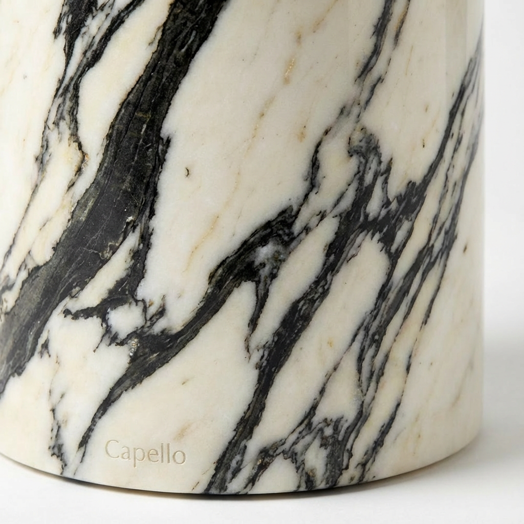 Capello Panda White Marble Side Table view 2