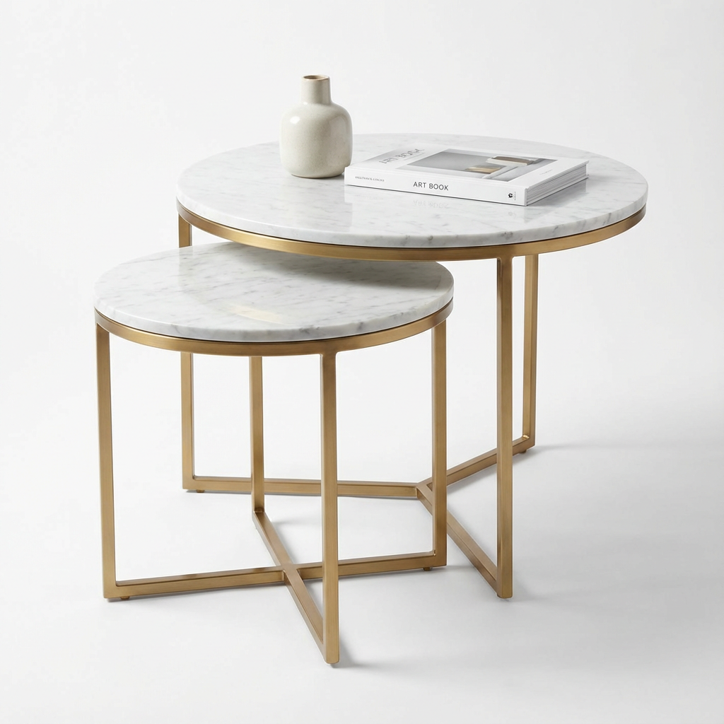 Mercer Marble Side Table (Nested Set of 2) - Gold