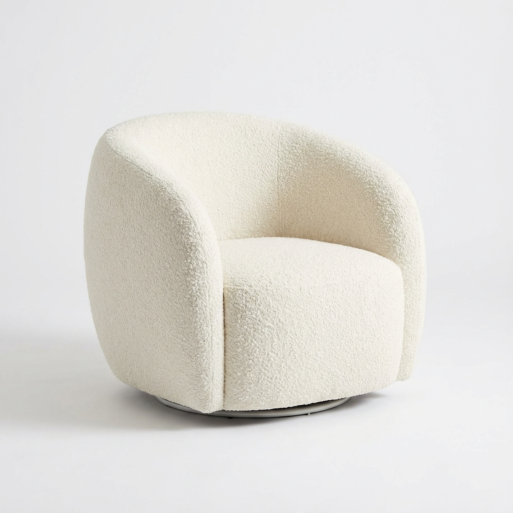 Decker Boucle Ivory Swivel Chair