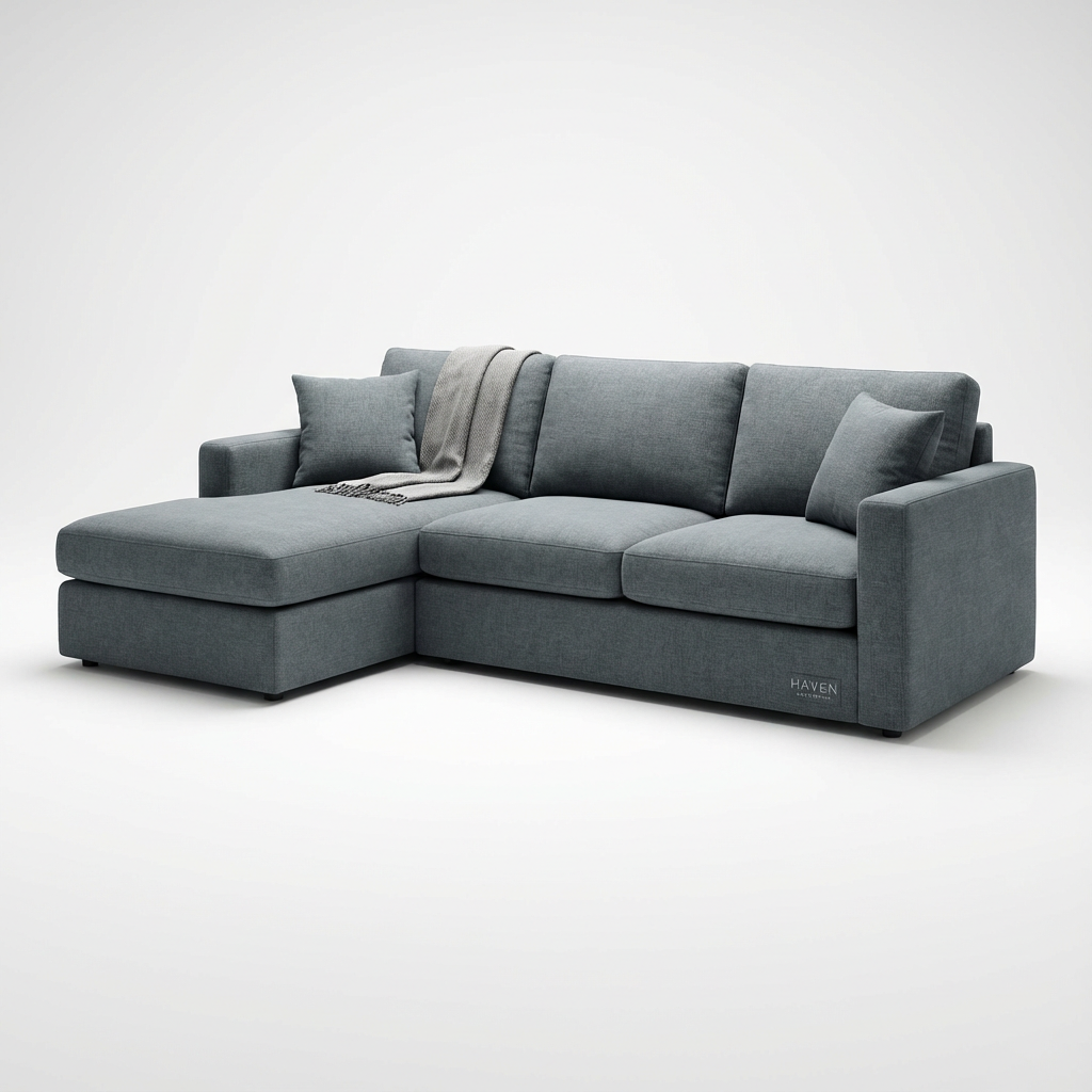 Haven California Slate Chaise Sofa - 3 Seater
