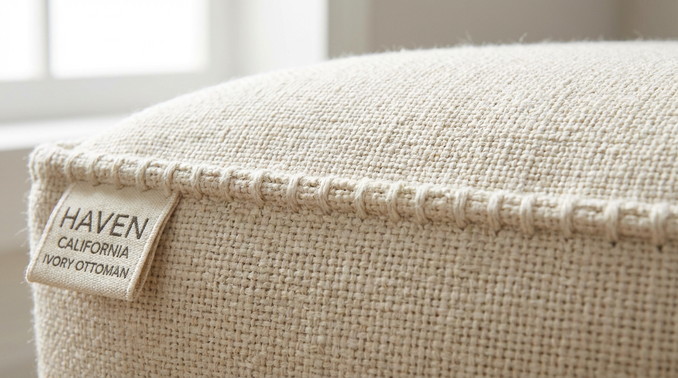 Haven California Ivory Ottoman view 2